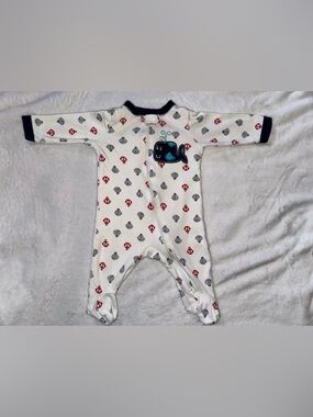Garanimals White Footed One-Piece with Navy Whale and Red Anchors